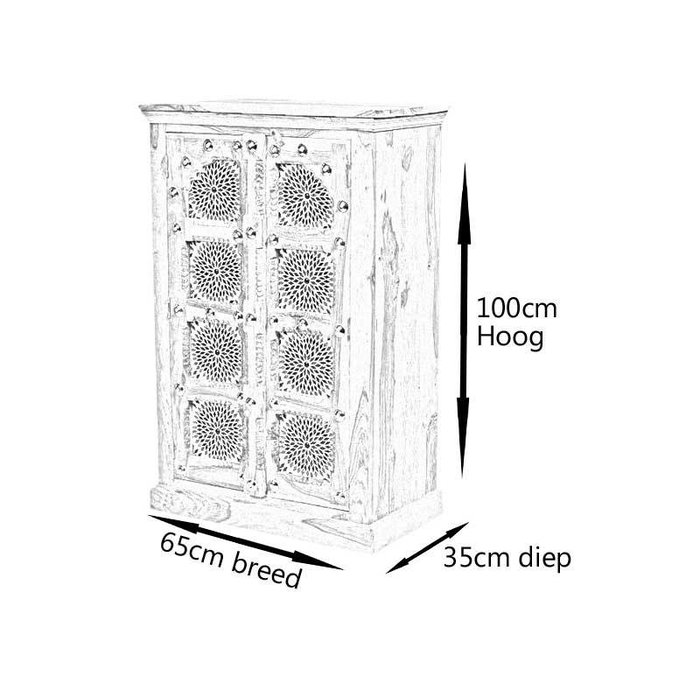 Kast India zilverbeslag transparant
