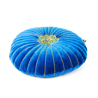 Oosters fluweel rond nachtblauw kussen