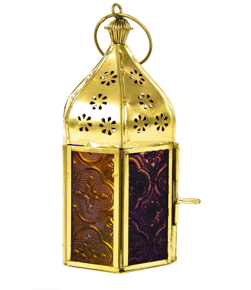 zoet Waardig instinct Gouden oosterse lantaarn met gekleurd glas - Merel in Wonderland