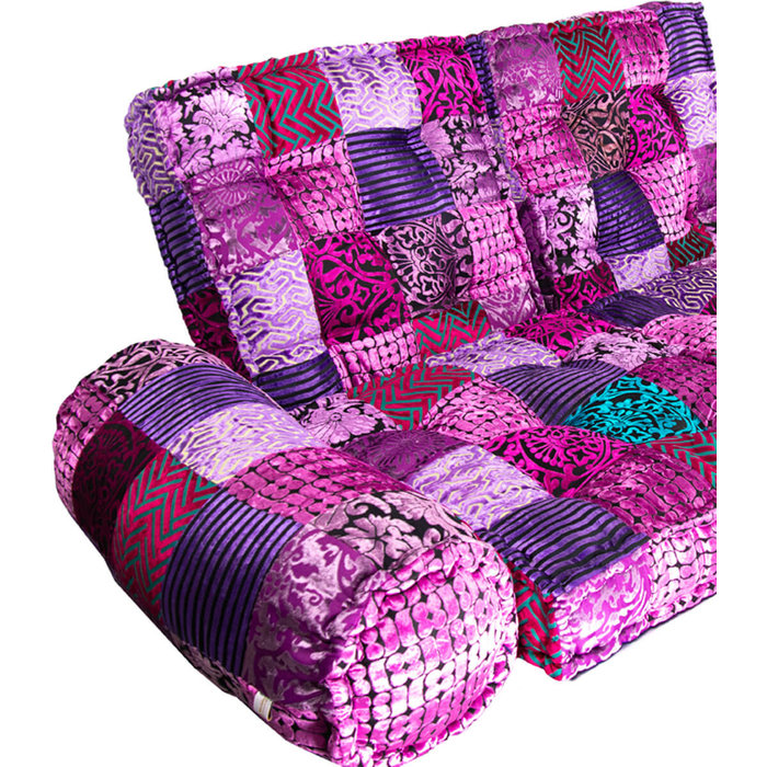 Kussen bank fuchsia velvet met armrollen