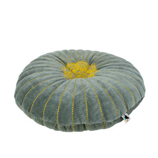 Oosters grijs fluweel rond kussen