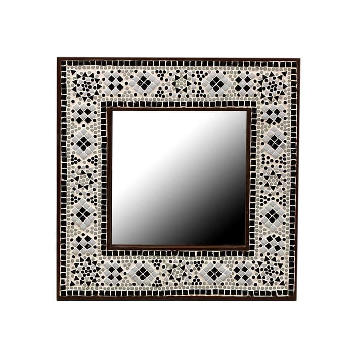 Oosterse spiegel zwart wit mozaiek