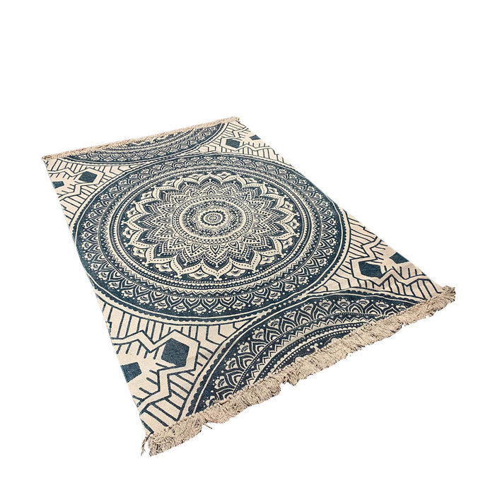 Vloerkleed Marrokaans flower blauw