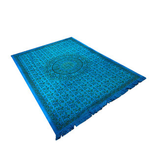 Kelim vloerkleed blauw met turquoise