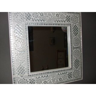 Oosterse spiegel wit glas mozaïek