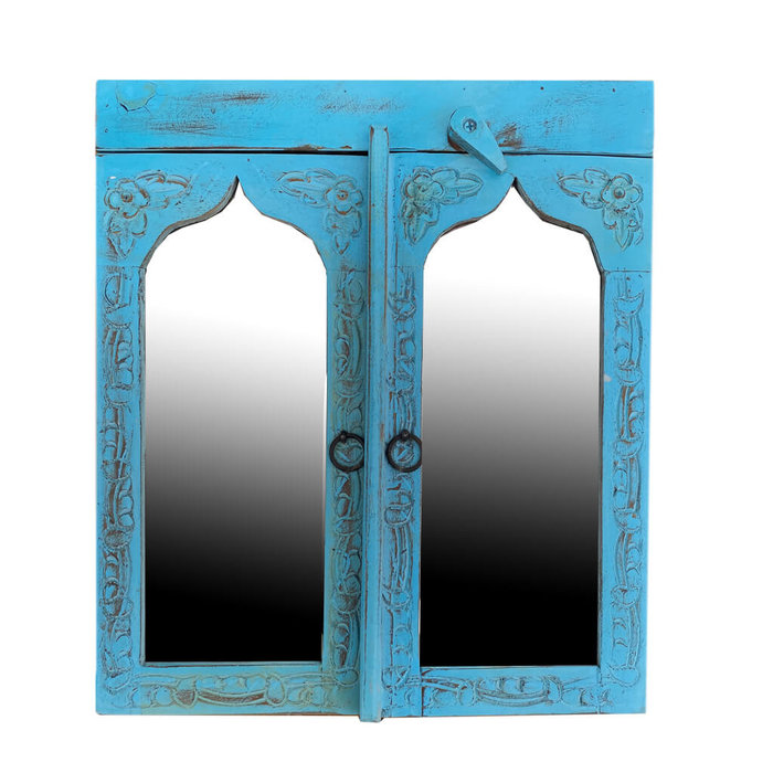 Oosters badkamerkastje blauw met spiegel