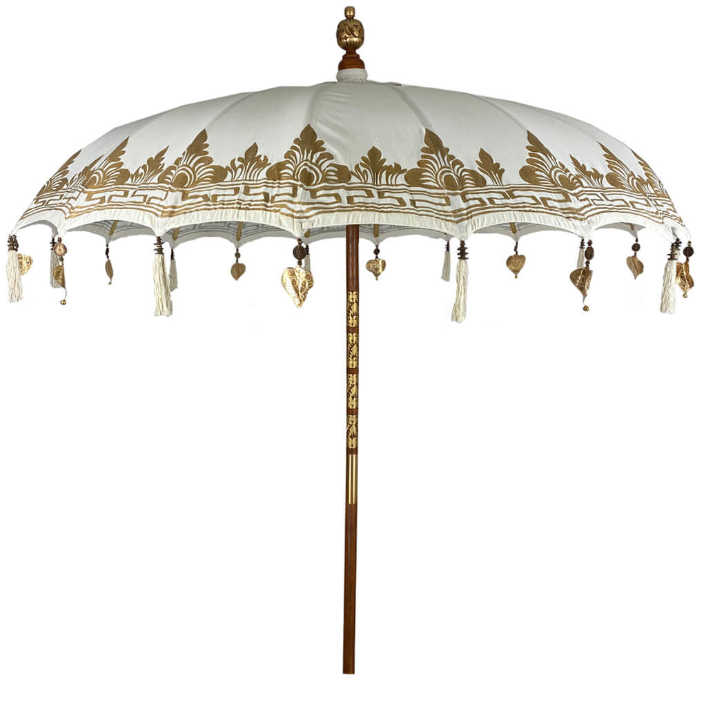 Toevallig kaping Gelijk Oosterse witte parasol Bali met goud - Merel in Wonderland