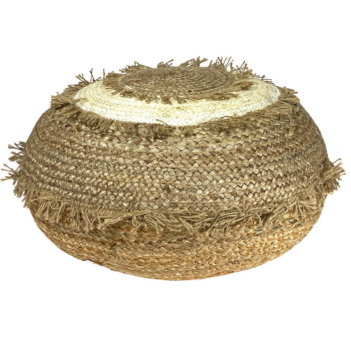 Jute poef wit design