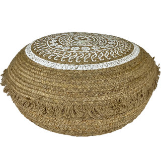 Jute poef wit