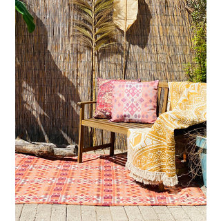 Wonder Rugs Buitenkleed wit oranje grafisch