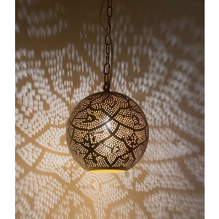 Globe hanglamp wit goud