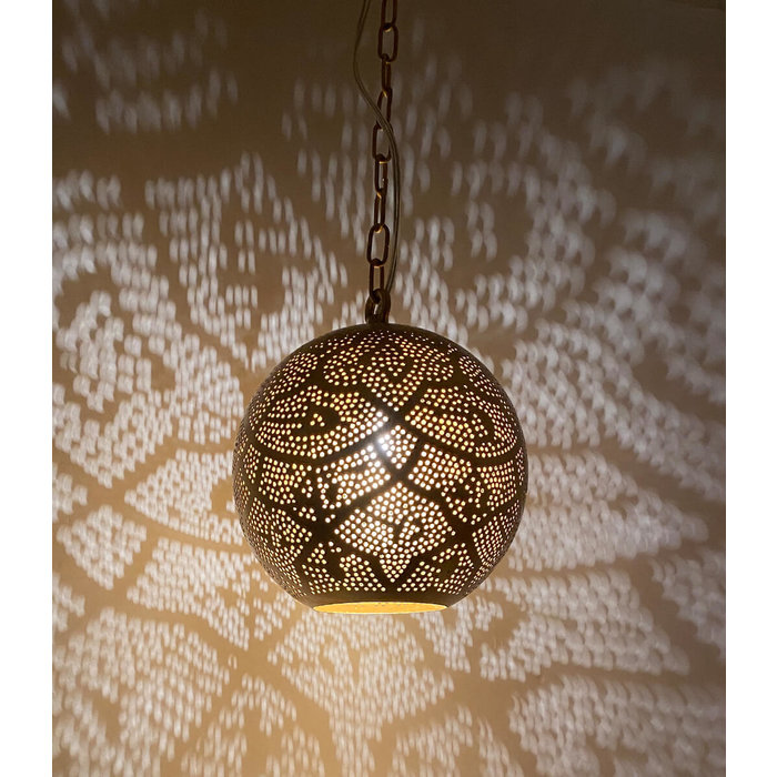 Globe hanglamp wit goud