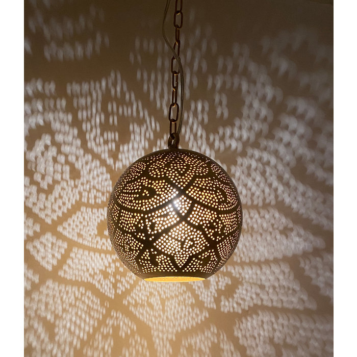 Globe hanglamp zwart goud