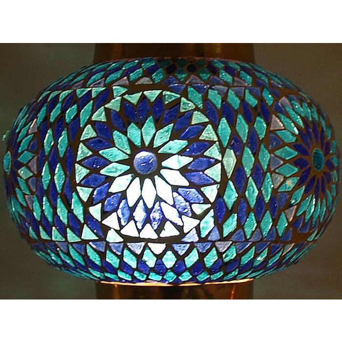 Oosterse hanglamp mozaïek sprankelend blauw turkisch design