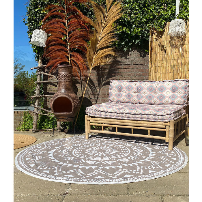 Wonder Rugs Rond buitenkleed grijs taupe