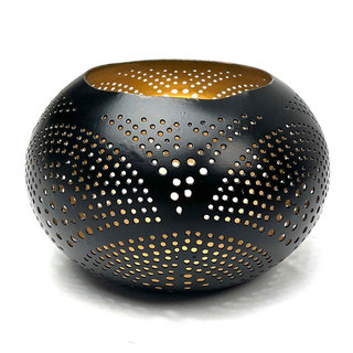 Filigrain waxinelichthouder zwart goud