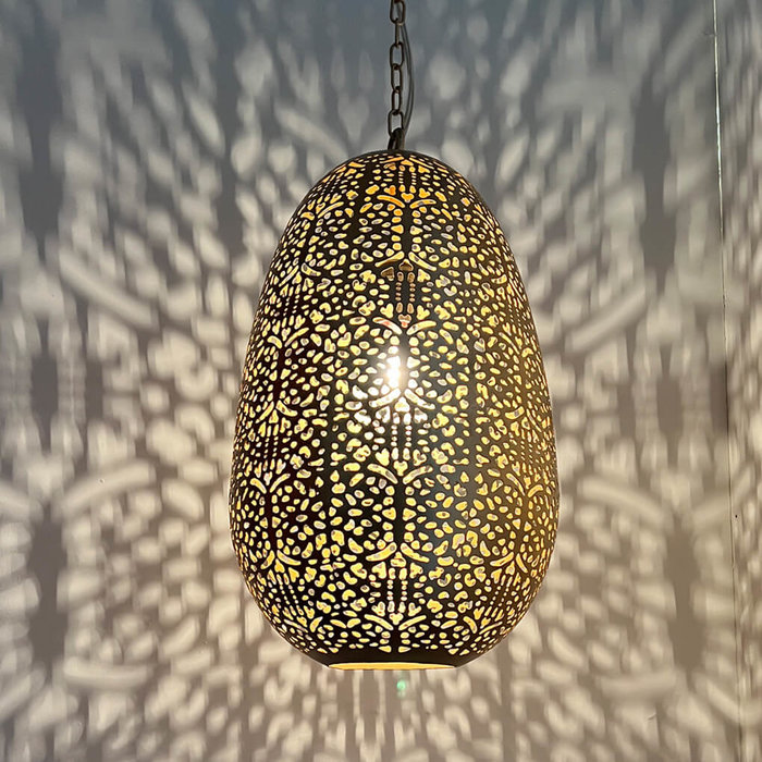 Filigrain ronde hanglamp goud