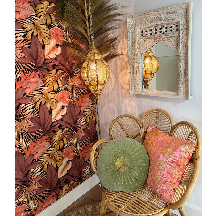 Oosterse Witte houten spiegel S