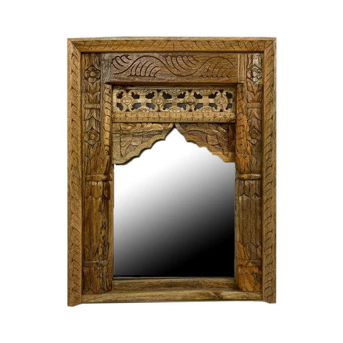 Oosterse  Naturel houten spiegel S