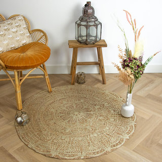 Rond jute goud kleed