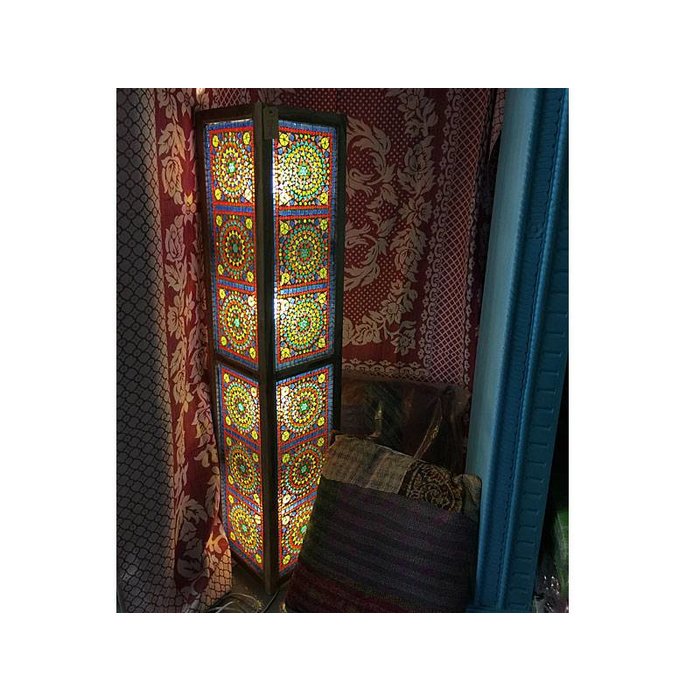 Oosterse staande vloerlamp multi glasmozaïek design