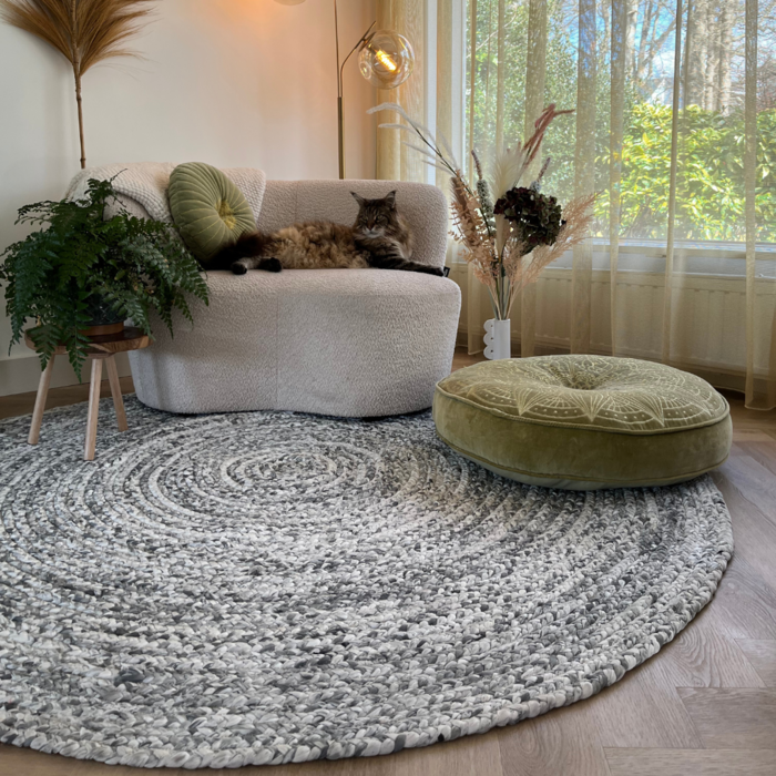 Rond kleed gemeleerd grijs
