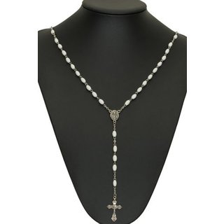 Ketting wit kraal kruisje