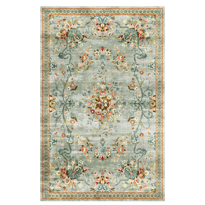 Wonder Rugs Rozenkelim vintage vloerkleed blossom green