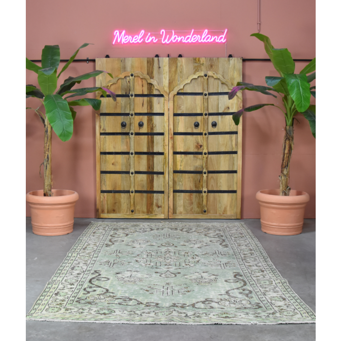 Vintage tapijt groen grijs 188x294cm