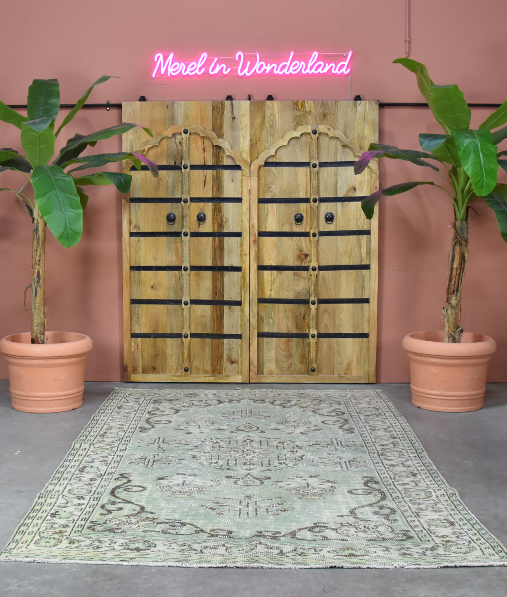 Vintage tapijt groen grijs 188x294cm