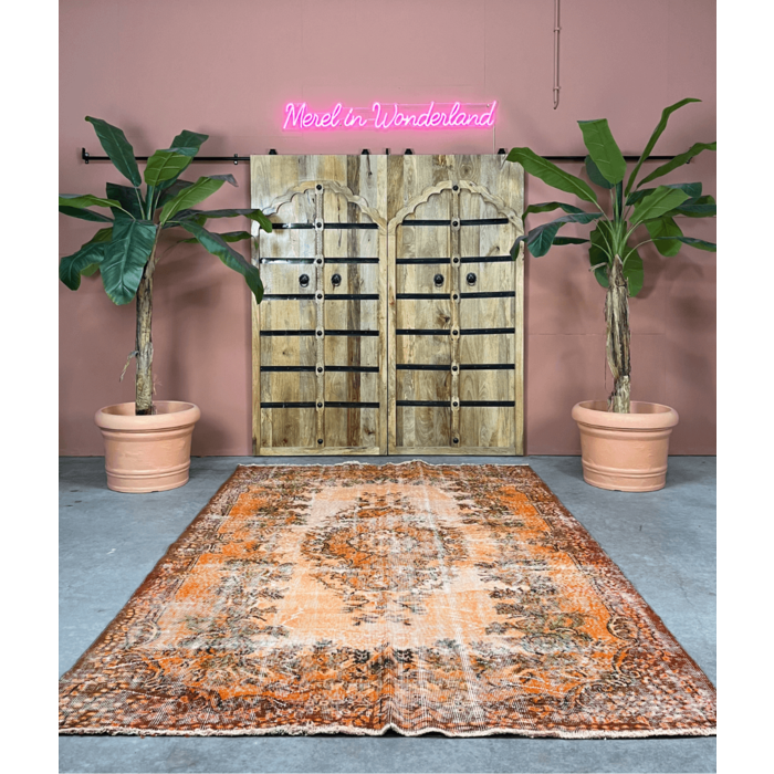 Vintage tapijt 187x295cm oranjeTurkije