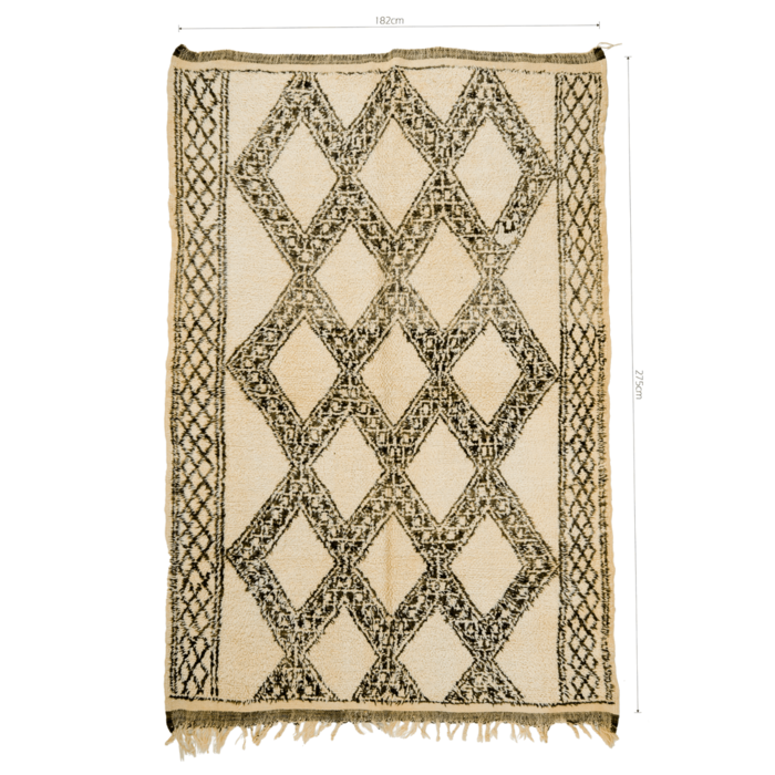 Marokkaans tapijt zwart wit 182x275cm