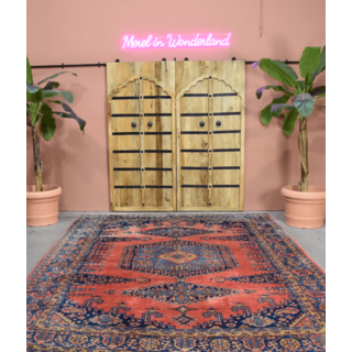 Perzisch vloerkleed roze/ blauw 255x370cm