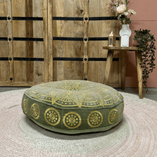 Velours vloerkussen groen