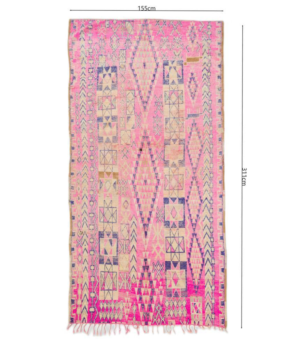 Marokkaanse Beni Mguild vloerkleed roze - 155x311cm