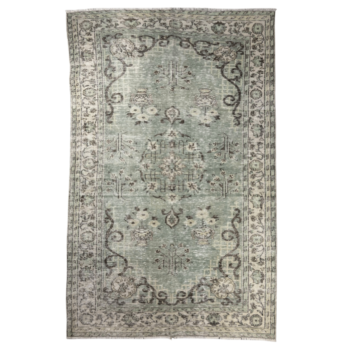 Vintage tapijt groen grijs 188x294cm
