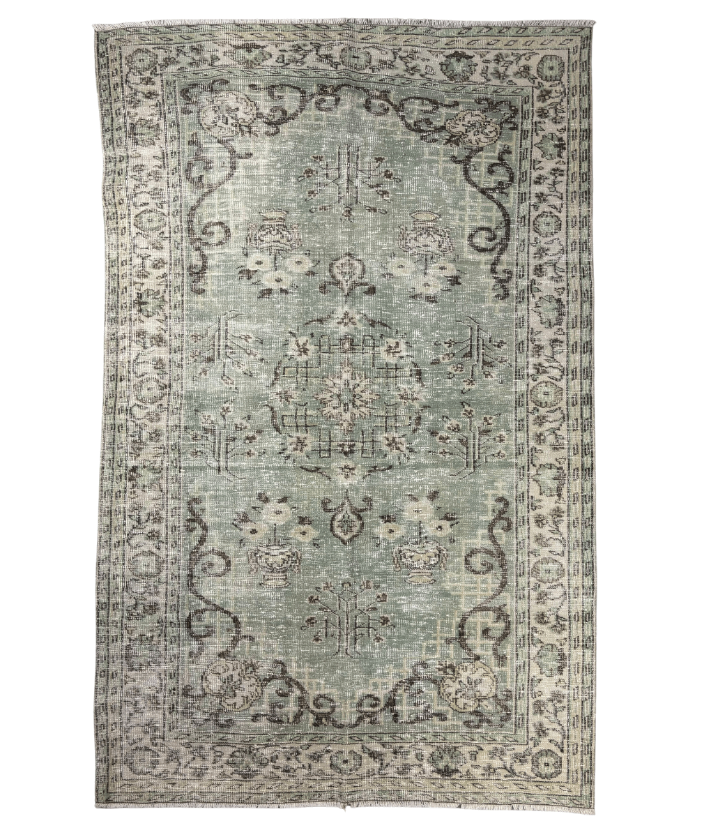 Vintage tapijt groen grijs 188x294cm