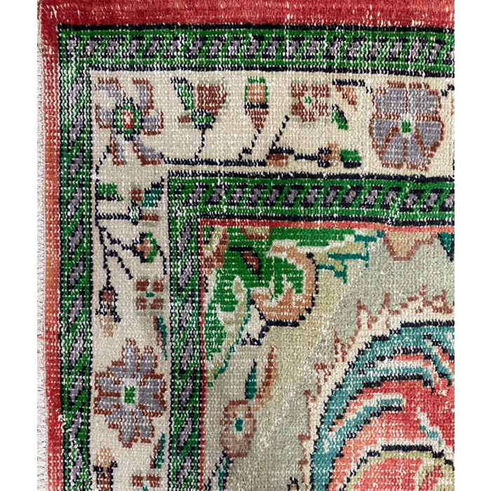 Vintage vloerkleed rood groen 177 x 289 cm