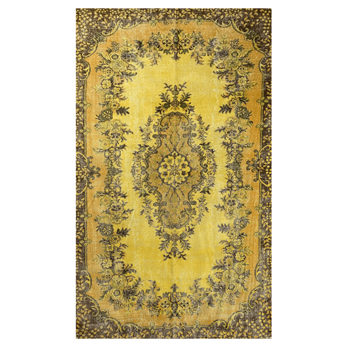 Geel vintage vloerkleed 191 x 302 cm