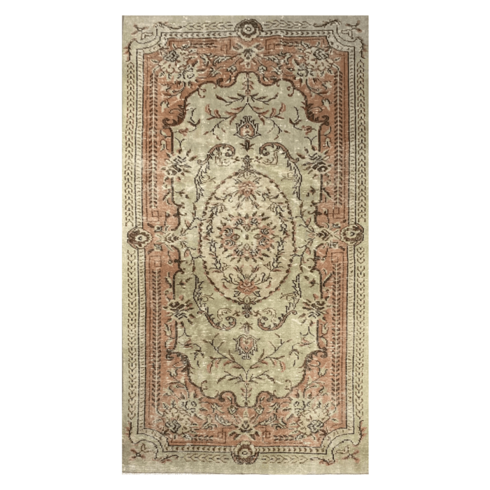 Vintage vloerkleed 148x275cm oranje/ groen