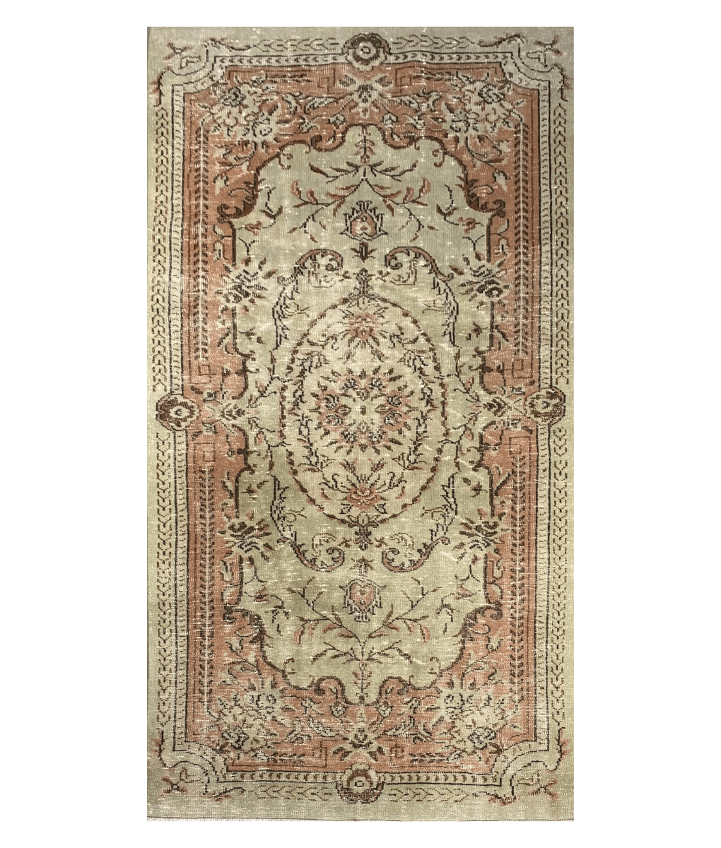 Vintage vloerkleed 148x275cm oranje/ groen