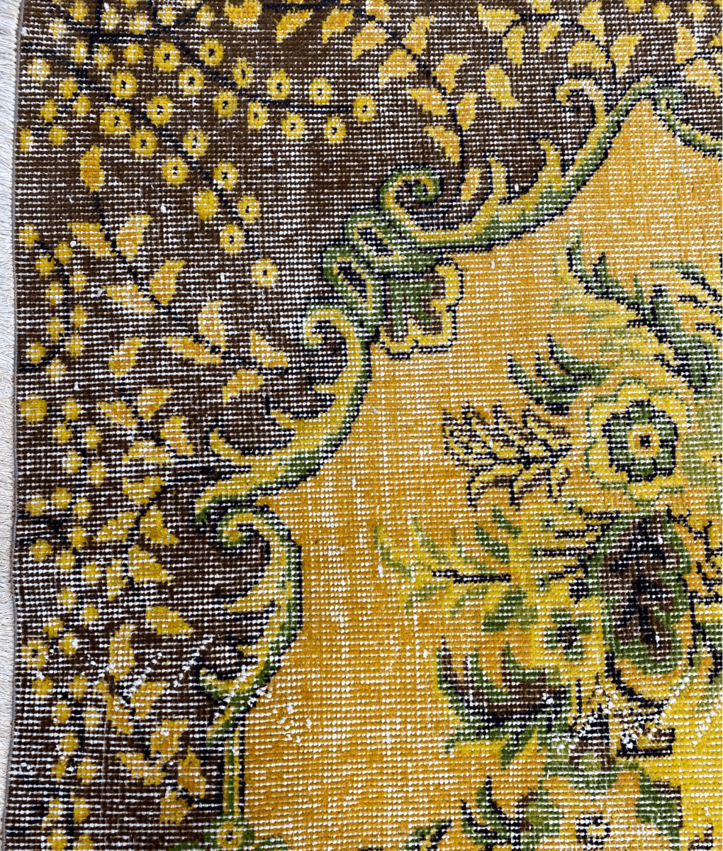 Geel vintage vloerkleed 191 x 302 cm