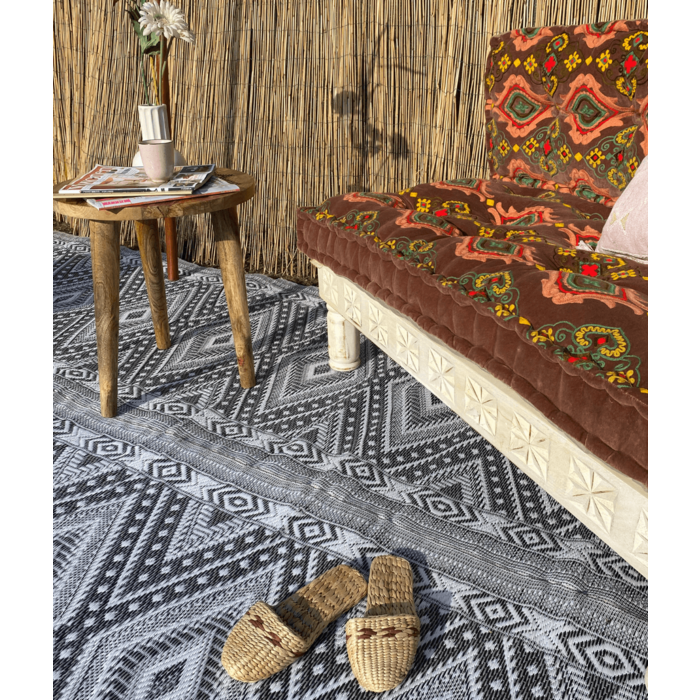 Wonder Rugs Zwart, wit en grijs extra groot buitentapijt grafisch