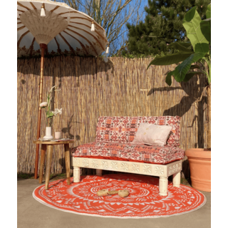 Rond buitenkleed cream/ terra