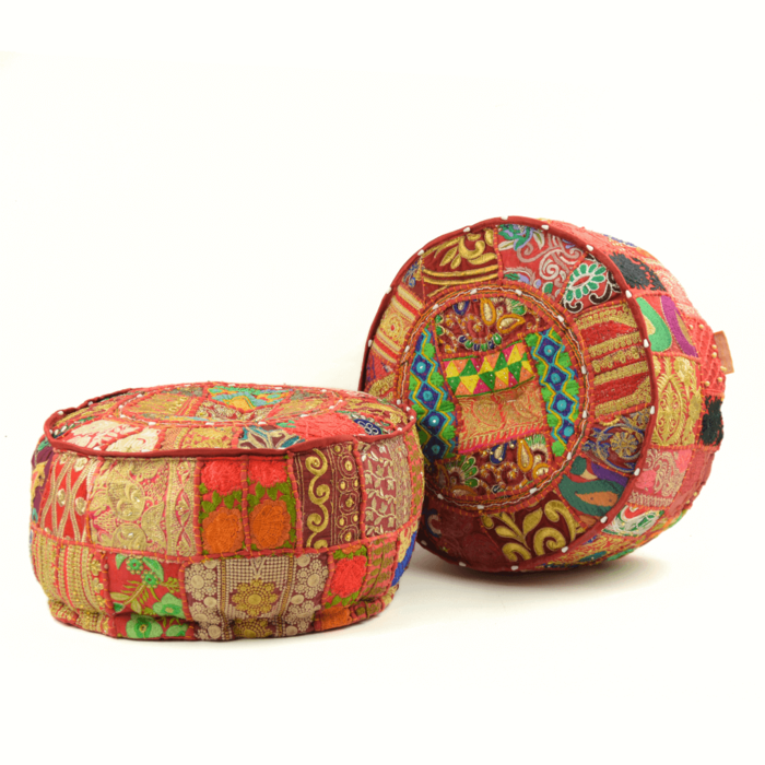 Bohemian ronde indiase poef rood