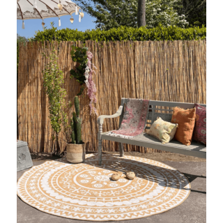 Wonder Rugs Jute buitenkleed rond geel