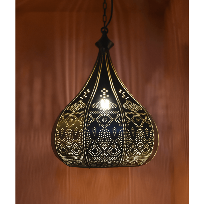 Oosterse hanglamp Filigrain zwart/ goud