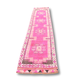 Vintage loper roze 90x351cm