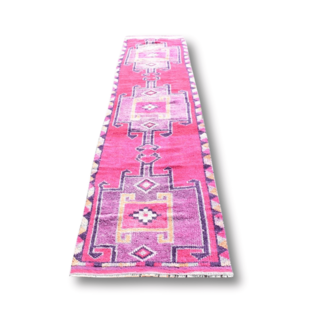 Vintage loper roze/ paars 82x358cm