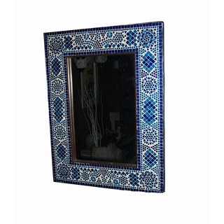 Spiegel mozaiek blauw